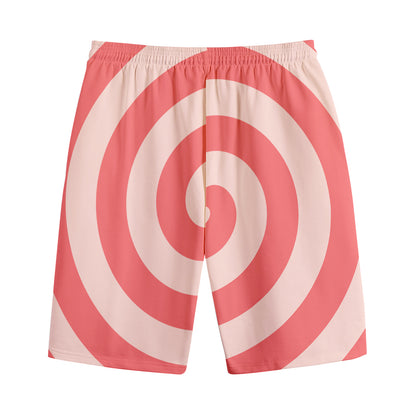 Pink Circle Swirl Print Cotton Shorts