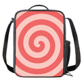 Pink Circle Swirl Print Crossbody Lunch Bag