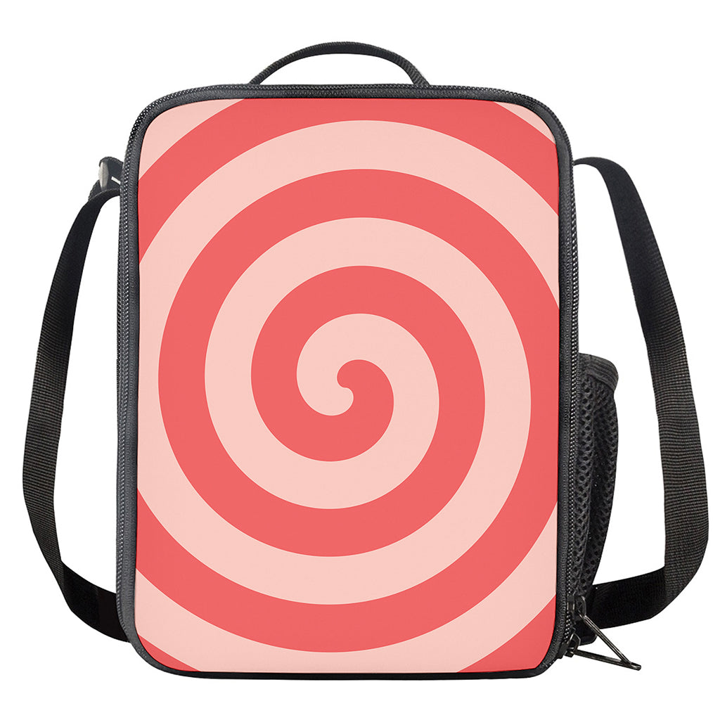 Pink Circle Swirl Print Crossbody Lunch Bag