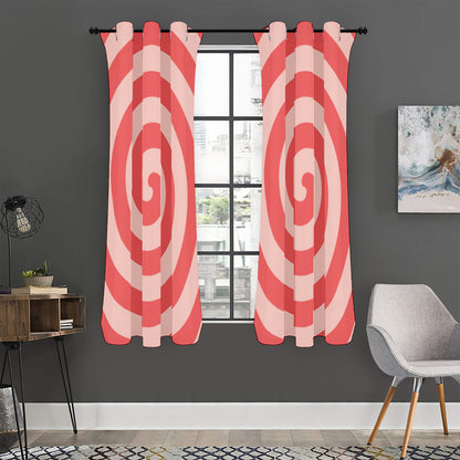 Pink Circle Swirl Print Curtain