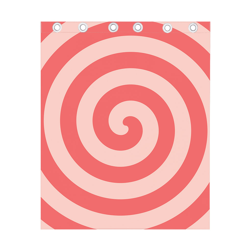 Pink Circle Swirl Print Curtain