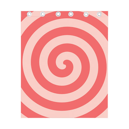 Pink Circle Swirl Print Curtain