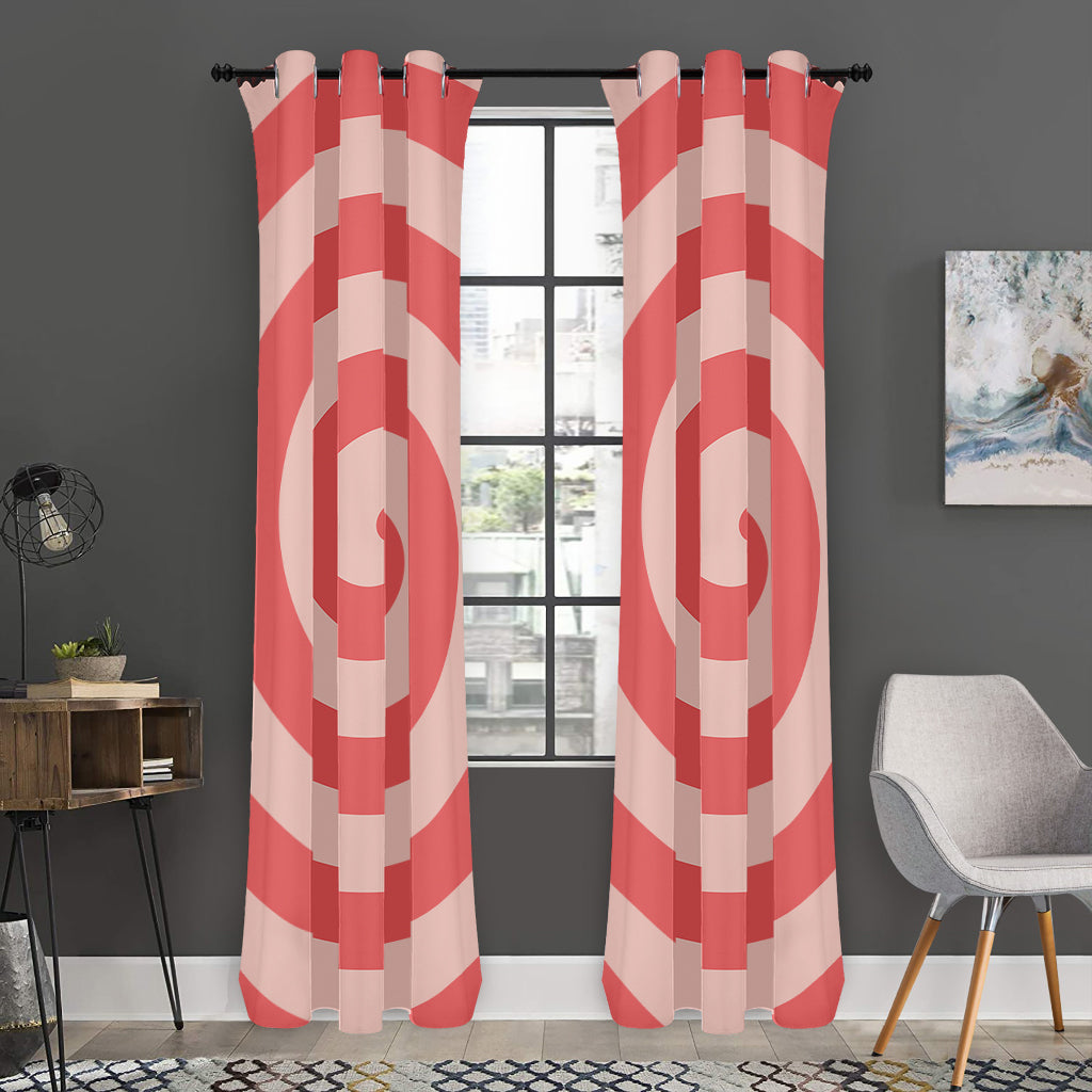 Pink Circle Swirl Print Curtain
