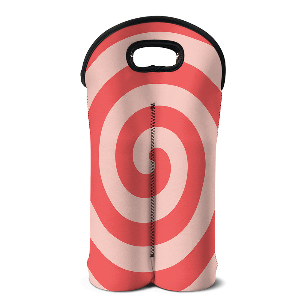 Pink Circle Swirl Print Double Neoprene Wine Tote