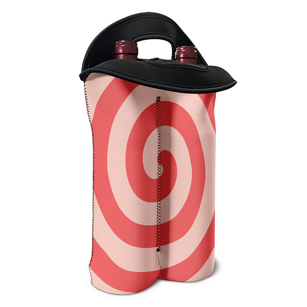 Pink Circle Swirl Print Double Neoprene Wine Tote