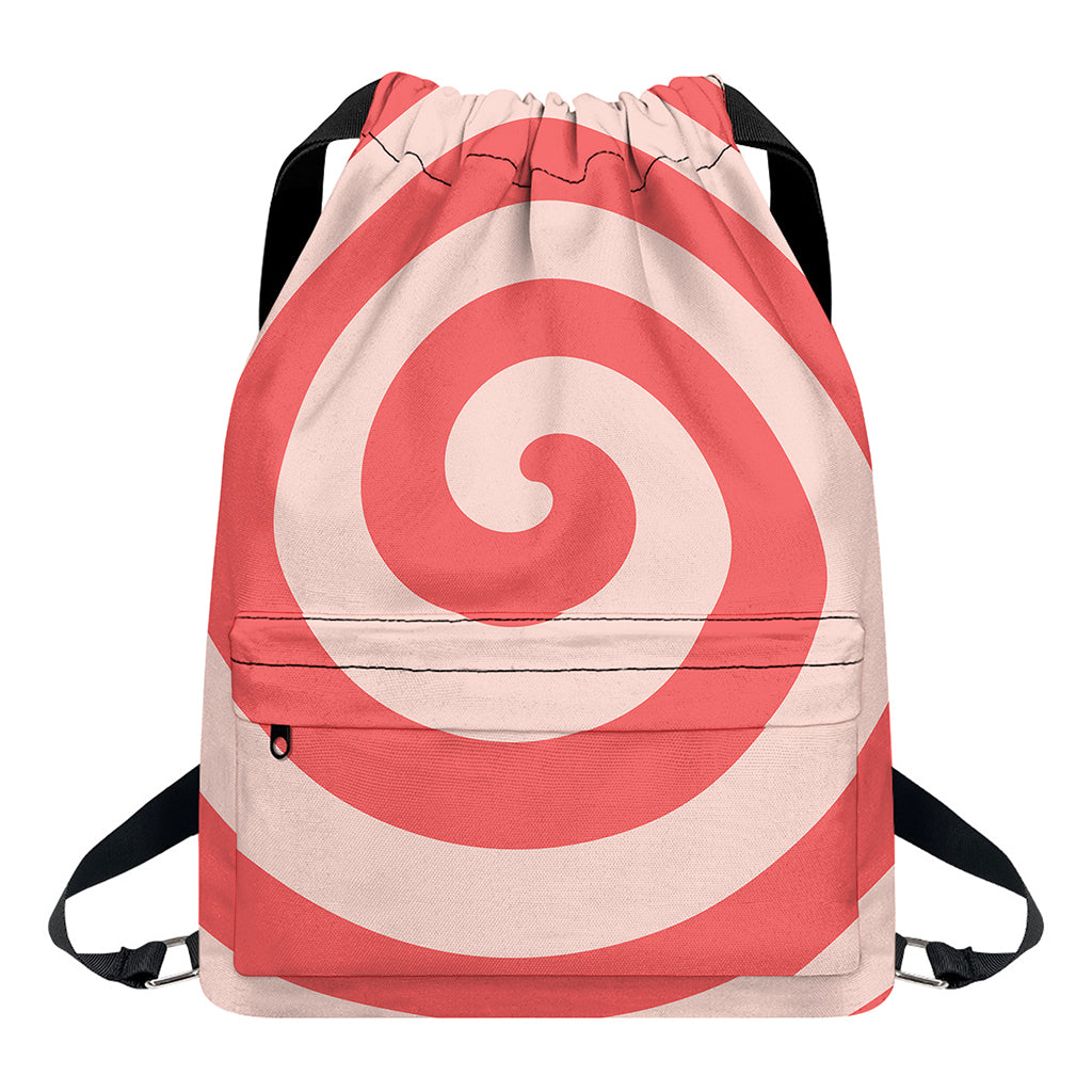 Pink Circle Swirl Print Drawstring Backpack