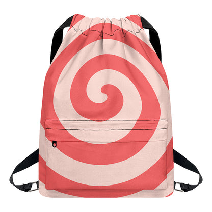 Pink Circle Swirl Print Drawstring Backpack