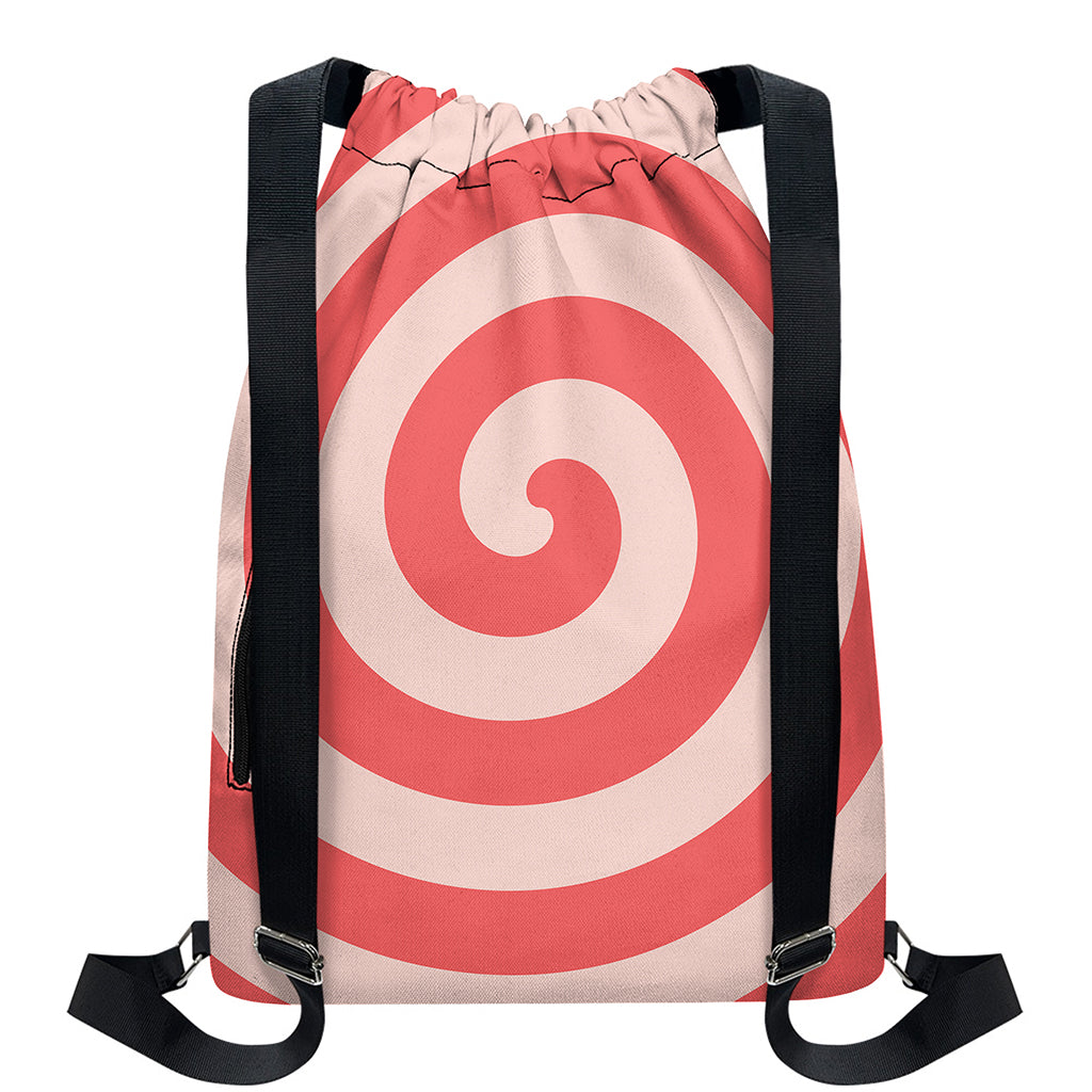 Pink Circle Swirl Print Drawstring Backpack