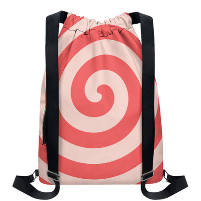 Pink Circle Swirl Print Drawstring Backpack