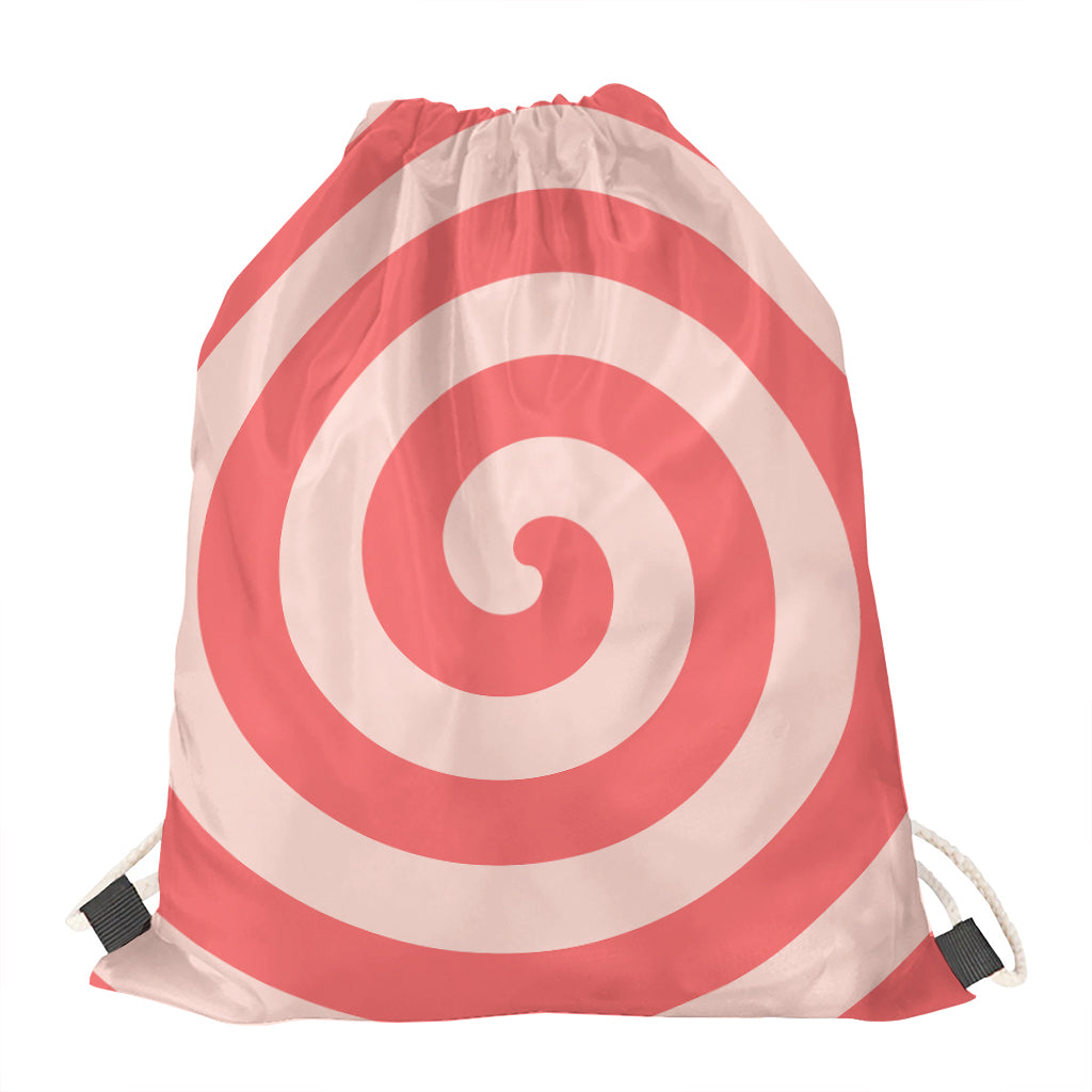 Pink Circle Swirl Print Drawstring Bag