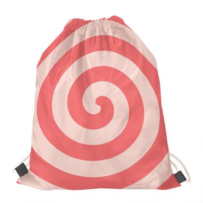 Pink Circle Swirl Print Drawstring Bag