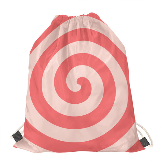 Pink Circle Swirl Print Drawstring Bag