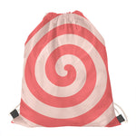 Pink Circle Swirl Print Drawstring Bag
