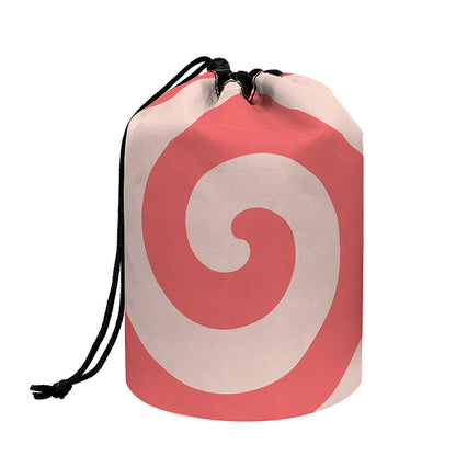Pink Circle Swirl Print Drawstring Makeup Bag