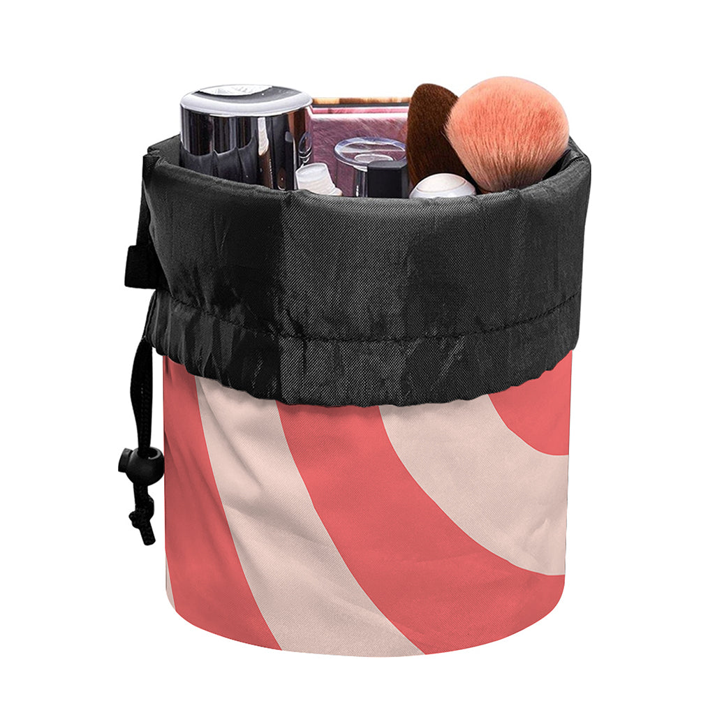 Pink Circle Swirl Print Drawstring Makeup Bag