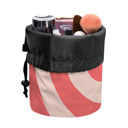 Pink Circle Swirl Print Drawstring Makeup Bag