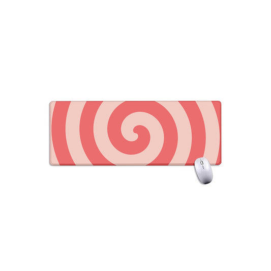 Pink Circle Swirl Print Extended Mouse Pad