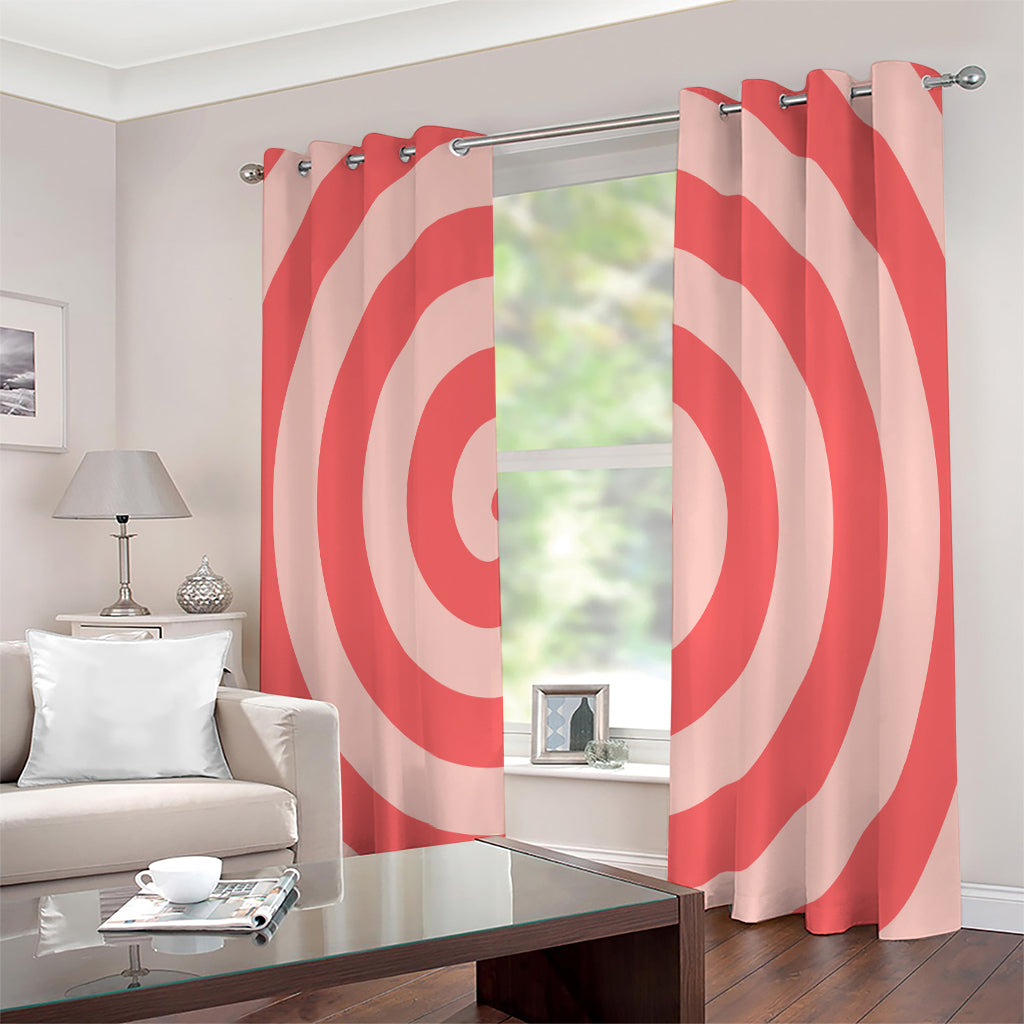 Pink Circle Swirl Print Extra Wide Grommet Curtains