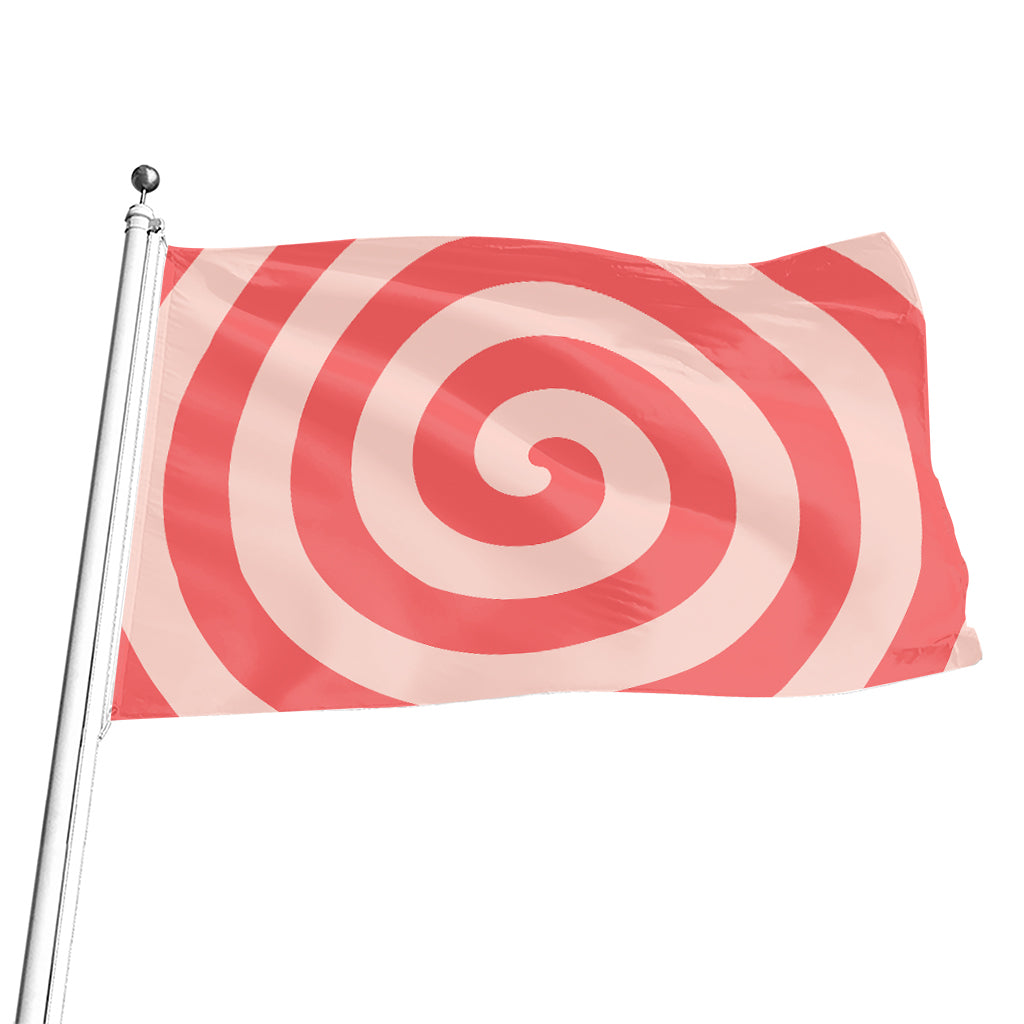 Pink Circle Swirl Print Flag