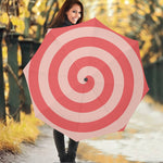 Pink Circle Swirl Print Foldable Umbrella