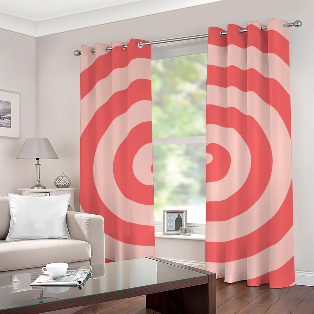 Pink Circle Swirl Print Grommet Curtains