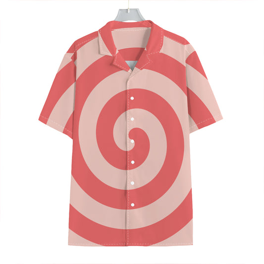 Pink Circle Swirl Print Hawaiian Shirt