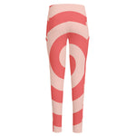 Pink Circle Swirl Print High-Waisted Pocket Leggings