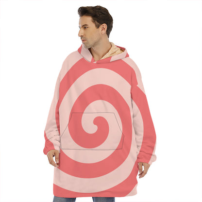 Pink Circle Swirl Print Hoodie Blanket