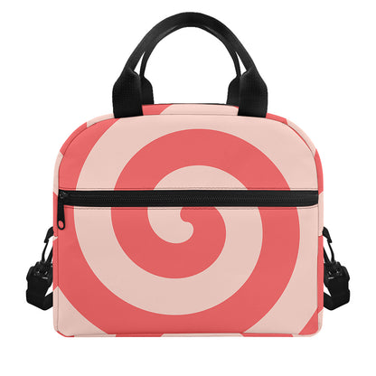 Pink Circle Swirl Print Insulated Lunch Bag