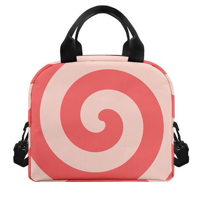 Pink Circle Swirl Print Insulated Lunch Bag