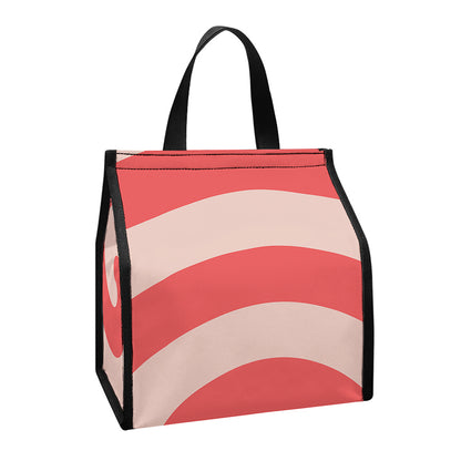 Pink Circle Swirl Print Insulated Lunch Tote