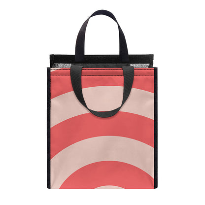 Pink Circle Swirl Print Insulated Lunch Tote