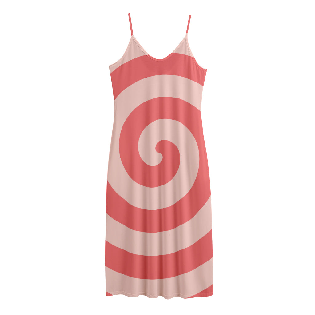 Pink Circle Swirl Print Jersey Midi Cami Dress