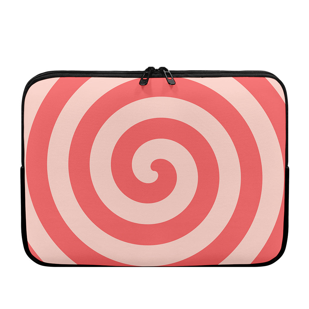 Pink Circle Swirl Print Laptop Sleeve