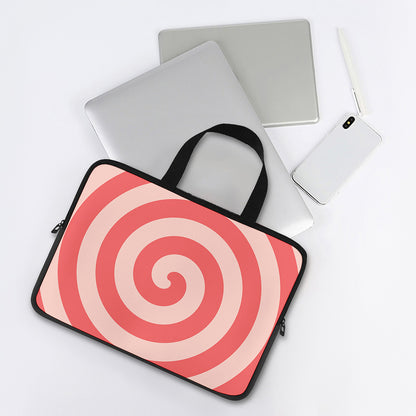 Pink Circle Swirl Print Laptop Sleeve With Handle
