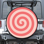 Pink Circle Swirl Print Leather Spare Tire Cover