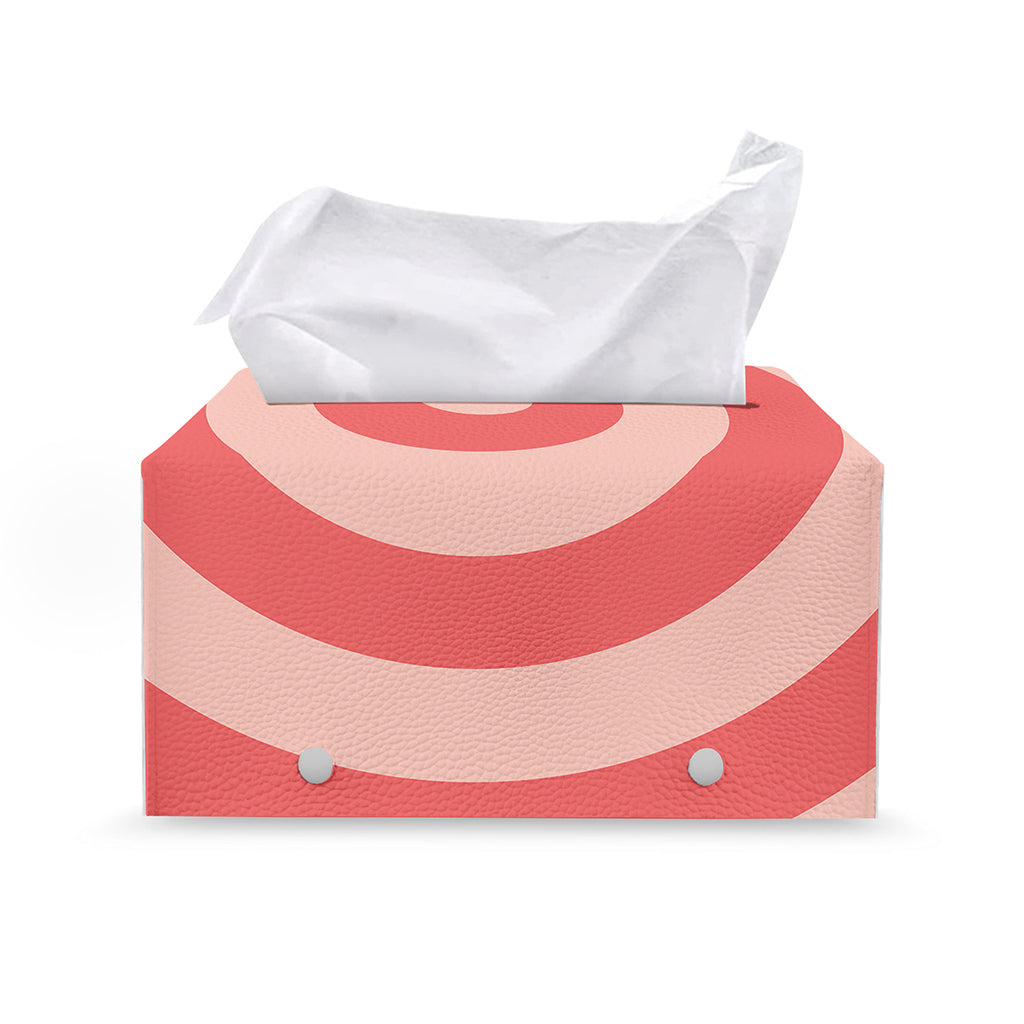 Pink Circle Swirl Print Leather Tissue Box Cover