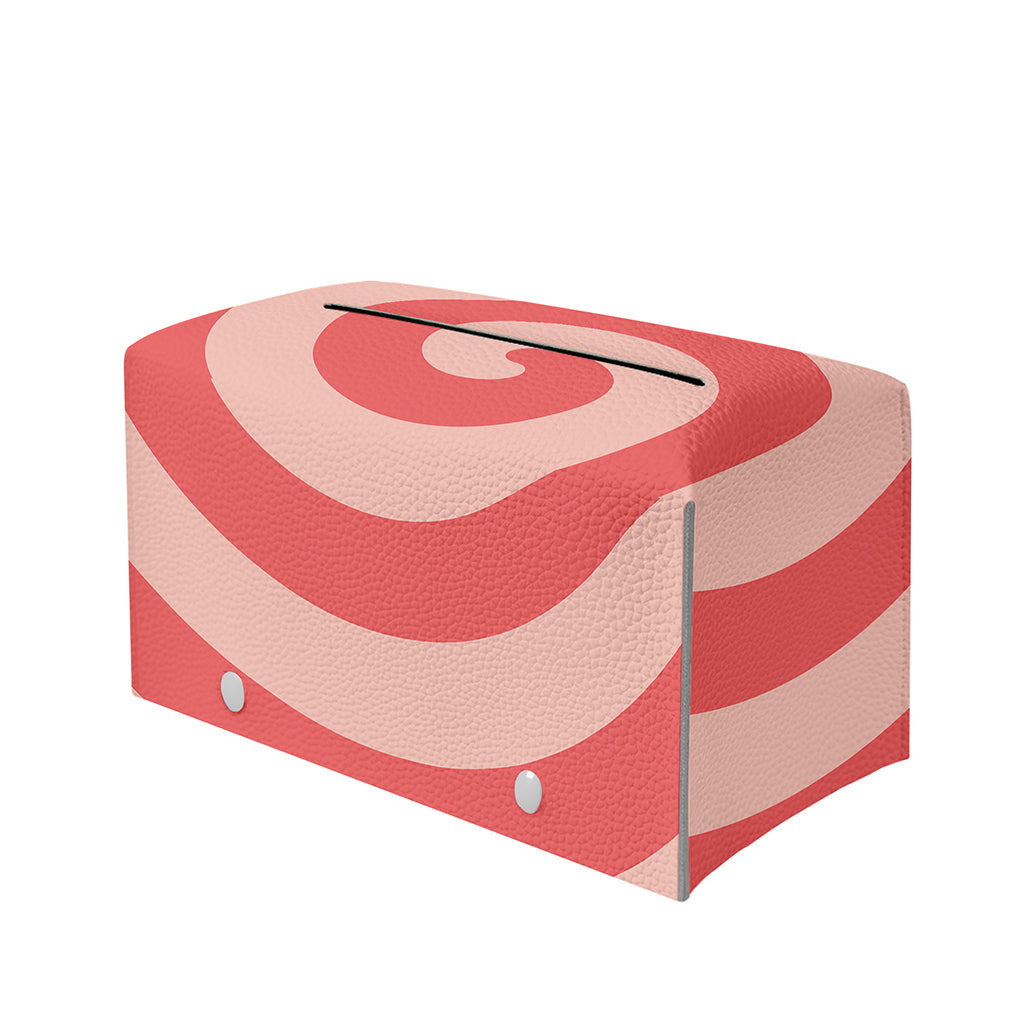 Pink Circle Swirl Print Leather Tissue Box Cover