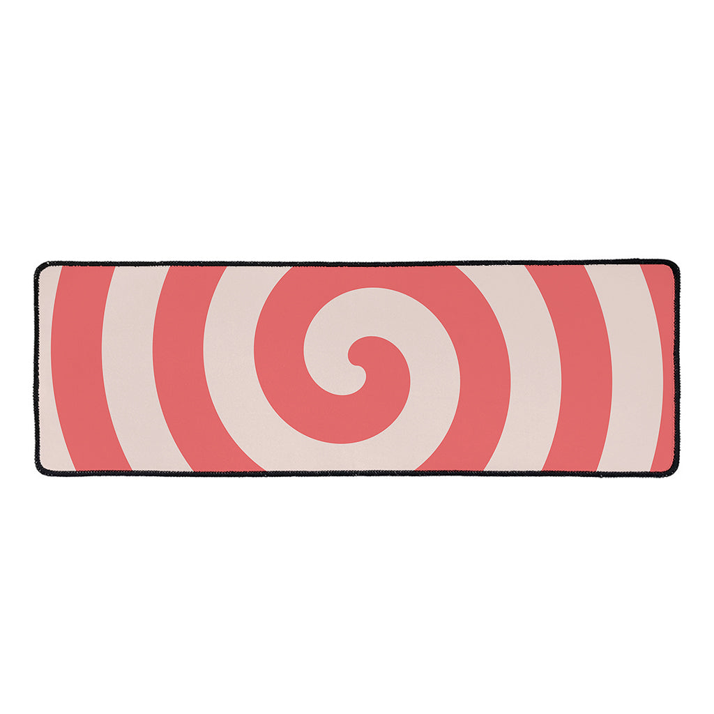 Pink Circle Swirl Print Long Kitchen Mat