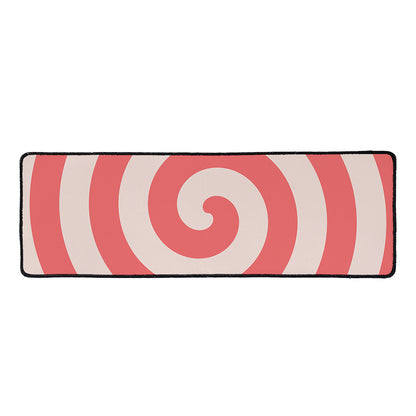 Pink Circle Swirl Print Long Kitchen Mat