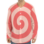 Pink Circle Swirl Print Long Sleeve Baseball Jersey