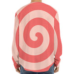 Pink Circle Swirl Print Long Sleeve Baseball Jersey