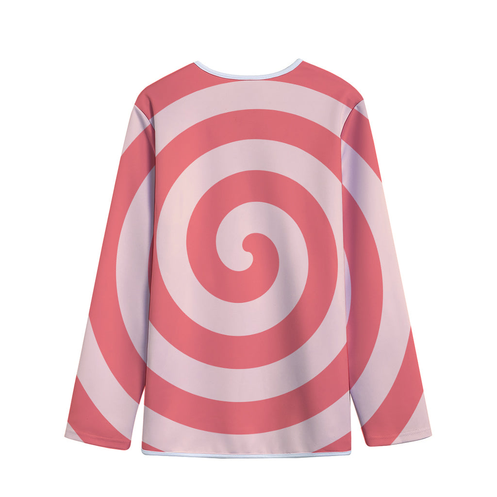 Pink Circle Swirl Print Long Sleeve Short Coat