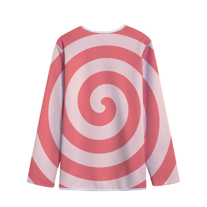 Pink Circle Swirl Print Long Sleeve Short Coat