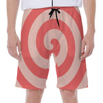 Pink Circle Swirl Print Men's Beach Shorts