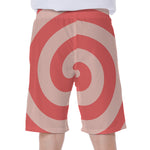 Pink Circle Swirl Print Men's Beach Shorts