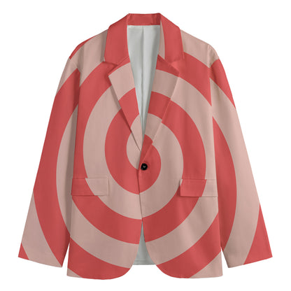 Pink Circle Swirl Print Men's Blazer