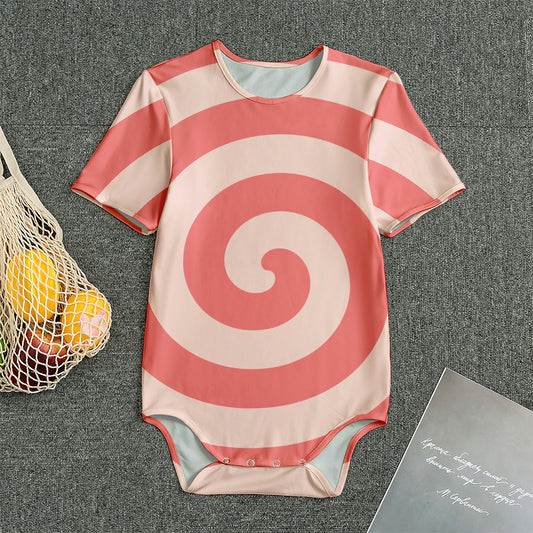 Pink Circle Swirl Print Men's Bodysuit
