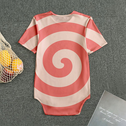 Pink Circle Swirl Print Men's Bodysuit