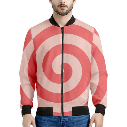 Pink Circle Swirl Print Men's Bomber Jacket
